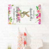 Bunny Rabbit Waterverf Bloemen Baby shower Welkom Spandoek (Insitu)