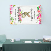 Bunny Rabbit Waterverf Bloemen Baby shower Welkom Spandoek (Beurs)