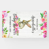 Bunny Rabbit Waterverf Bloemen Baby shower Welkom Spandoek (Horizontaal)