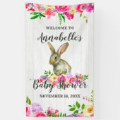 Bunny Rabbit Waterverf Bloemen Baby shower Welkom Spandoek (Verticaal)