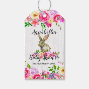 Bunny Rabbit Waterverf Floral Baby shower Dank je Cadeaulabel