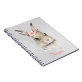 Bunny Rabbit Waterverf Floral Name Cute Gray Notitieboek (Rechterzijde)
