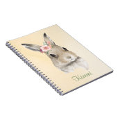 Bunny Rabbit Waterverf Floral Name Cute Notitieboek (Rechterzijde)