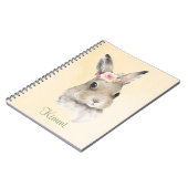 Bunny Rabbit Waterverf Floral Name Cute Notitieboek (Linkerzijde)