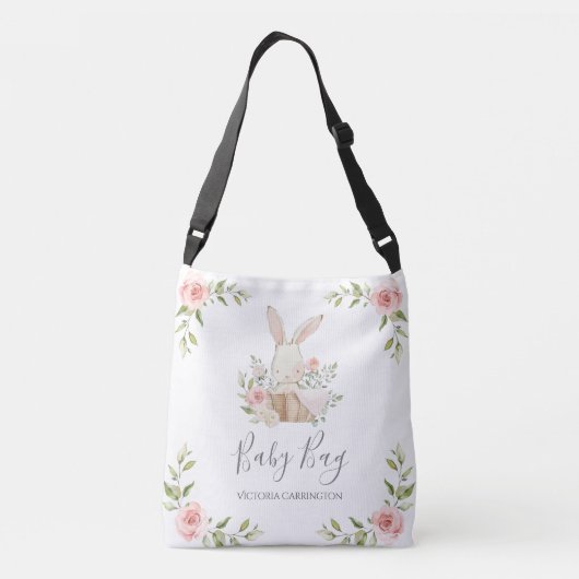 Bunny Rabbit Waterverf Floral Specialized Crossb Crossbody Tas (Achterkant)