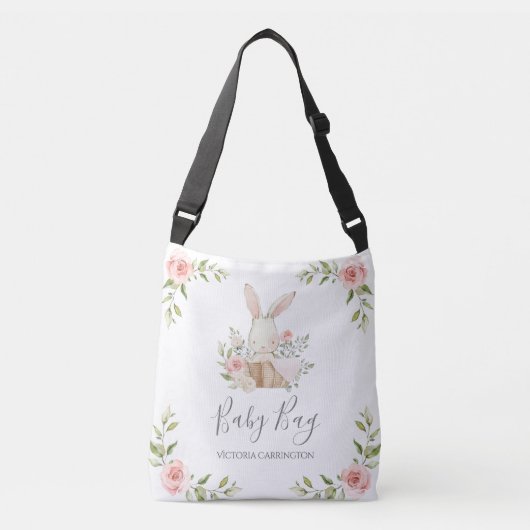 Bunny Rabbit Waterverf Floral Specialized Crossb Crossbody Tas (Voorkant)