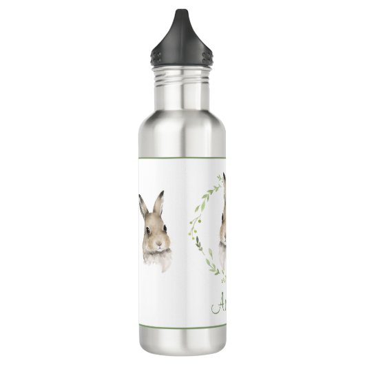 Bunny Rabbit Waterverf Greenery Name Drink Waterfles (Links)