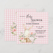 Bunny Rabbit Waterverf Houndstooth Baby shower (Voorkant / Achterkant)