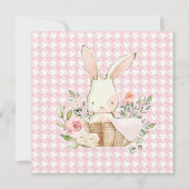 Bunny Rabbit Waterverf Houndstooth Baby shower (Achterkant)