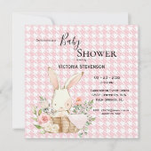 Bunny Rabbit Waterverf Houndstooth Baby shower (Voorkant)