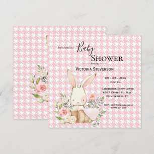 Bunny Rabbit Waterverf Houndstooth Baby shower