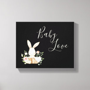 Bunny Rabbit Waterverf Nursery Canvas Afdruk