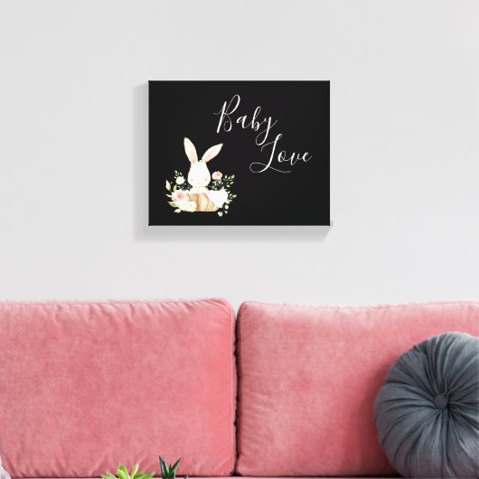 Bunny Rabbit Waterverf Nursery Canvas Afdruk (Insitu (Woonkamer))