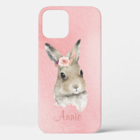 Bunny Rabbit Waterverf roze naam minimalistisch