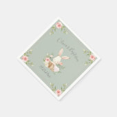 Bunny Rabbit Waterverf Sage Green Baby shower Servet (Hoek)