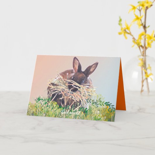 Bunny Rabbit Wenskaarten Verjaardag, Sympathie Kaart (Gele Bloem)