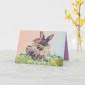 Bunny Rabbit Wenskaarten Verjaardag, Sympathie Kaart (Gele Bloem)