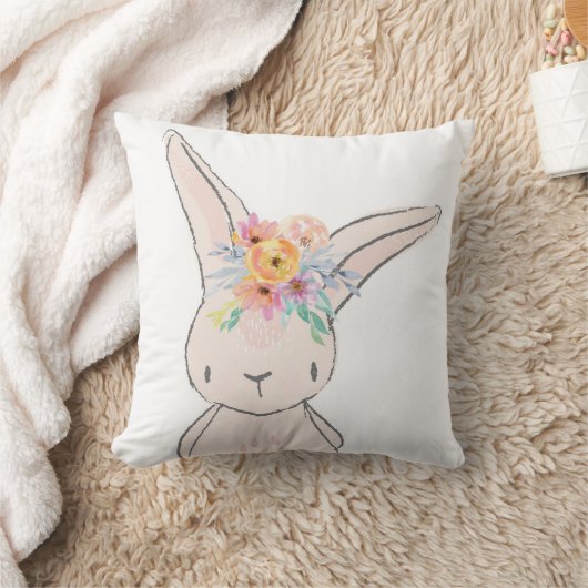 Bunny Rabbit Whimsical Pink Baby Nursery Pillow Kussen (Deken)