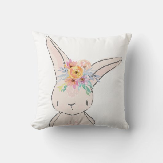 Bunny Rabbit Whimsical Pink Baby Nursery Pillow Kussen (Voorkant)