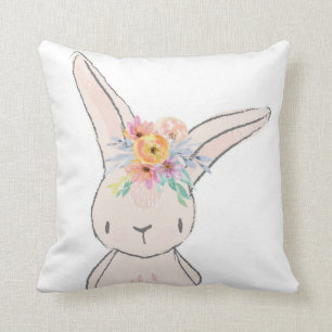 Bunny Rabbit Whimsical Pink Baby Nursery Pillow Kussen