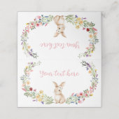 Bunny Rabbit Wildflower Verjaardagsfeestje Food Te Plaatskaartje (Buitenkant ongevouwen)