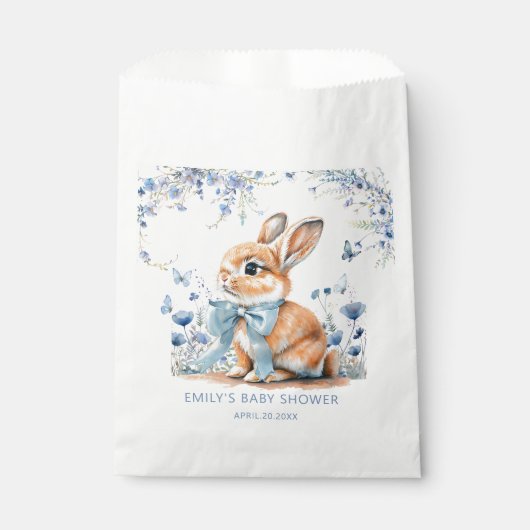 Bunny Rabbit Willdflower Baby shower Boy Bedankzakje (Voorkant)
