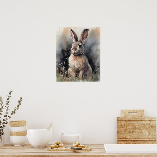 Bunny Rabbit Woodland Animal Art Print Poster (Keuken)