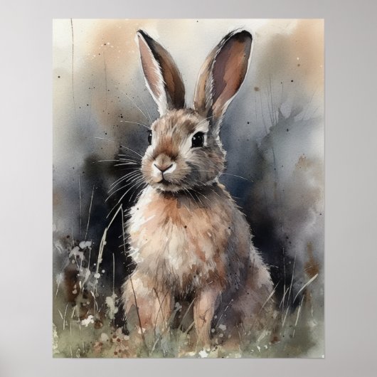 Bunny Rabbit Woodland Animal Art Print Poster (Voorkant)