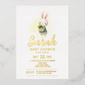 Bunny Rabbit Woodland Animal Baby shower Folie Uitnodiging (Voorkant)