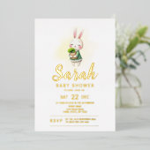 Bunny Rabbit Woodland Animal Baby shower Folie Uitnodiging (Staand Voorkant)