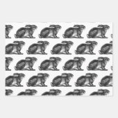 Bunny Rabbit Wrapping Paper Sheets Black & White (Voorkant 3)