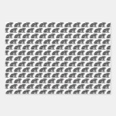 Bunny Rabbit Wrapping Paper Sheets Black & White (Voorkant)