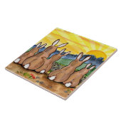 Bunny Rabbit & Yellow Sunrise 6" Tile Trivet Tegeltje (Zijkant)