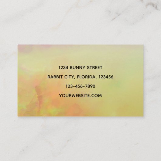 Bunny Rabbit Zwart Groen Waterverf Design Visitekaartje (Achterkant)