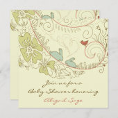 Bunny Rabbits and Flowers Neutraal Baby shower Kaart (Voorkant / Achterkant)