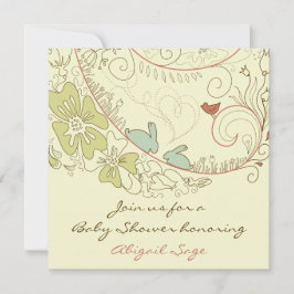 Bunny Rabbits and Flowers Neutraal Baby shower Kaart