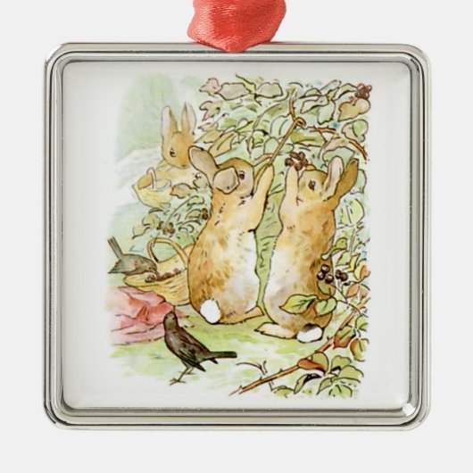 Bunny Rabbits: Blackberry Picking (Beatrix Potter) Metalen Ornament (Voorkant)