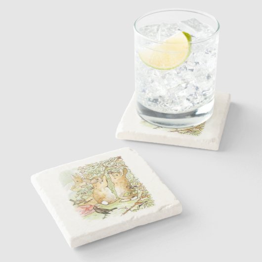 Bunny Rabbits: Blackberry Picking (Beatrix Potter) Stenen Onderzetter (Zijkant)