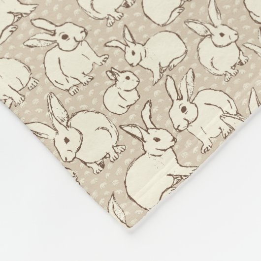 Bunny Rabbits Bonanza - patroon. Fleece Deken (Hoek)