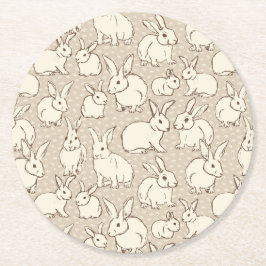 Bunny Rabbits Bonanza - patroon. Ronde Kartonnen Onderzetter