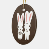 Bunny Rabbits Bride en Groom Wedding Custom Keramisch Ornament (Links)