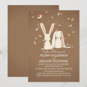 Bunny Rabbits Cute Rustic Woodland Wedding Kaart (Voorkant / Achterkant)