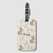 Bunny Rabbits Daisy Flowers Bagagelabel (Voorkant (verticaal))