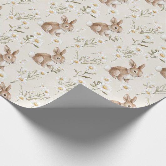 Bunny Rabbits Daisy Flowers Cadeaupapier (Hoek)