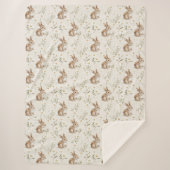 Bunny Rabbits Daisy Flowers Sherpa Deken (Voorkant)