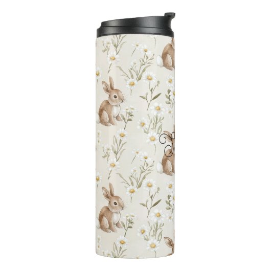 Bunny Rabbits Daisy Flowers Thermosbeker (Gedraaid links)