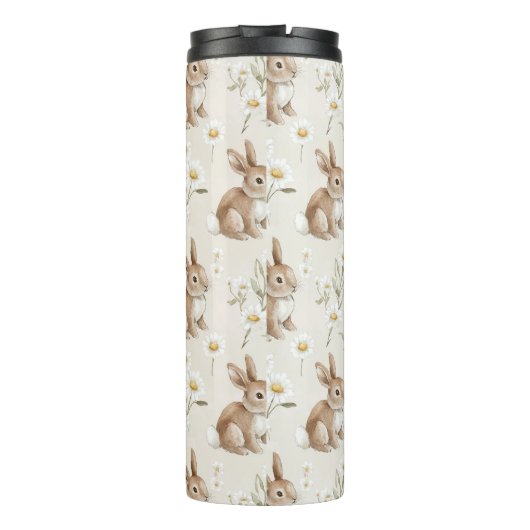 Bunny Rabbits Daisy Flowers Thermosbeker (Achterkant)