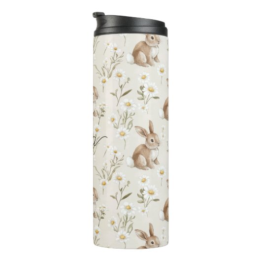 Bunny Rabbits Daisy Flowers Thermosbeker (Geroteerd rechts)
