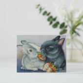 Bunny Rabbits & Dipped Strawberries Waterverf Art Briefkaart (Staand voorkant)