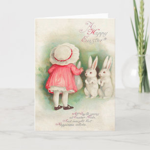  Bunny Rabbits Easter Greeting Feestdagen Kaart